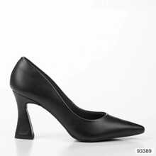 Classic Pump, Thick Geometric  Heel, Medium Patent Leather Heel, Pointed Toe Pump - PretoFosco - View 3