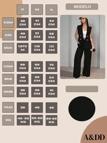 Casual Suit Vest Set Women - 黑色 - 查看 6