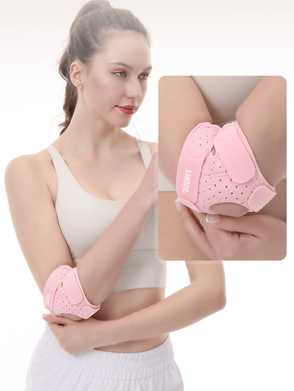 1 pieza Soporte para el codo ajustable y transpirable, Manga para el codo deportiva con absorción de choque de silicona y soporte para la articulación, correa de compresión, adecuado para tenis, baloncesto, bádminton, golf y fitness, material de poliéster, cierre de gancho y bucle, protección izquierda o derecha