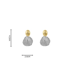 1 Paar Metalschalen-Textur-Ohrringe, exklusives Design für Frauen, Luxus Retro Mode vielseitiger Schmuck