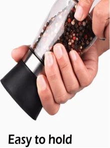 1pc Adjustable Ceramic Core Pepper & Sea Salt Grinder Set - Manual Spice Grinder, Seasoning Shaker Bottle, Suitable For Outdoor Camping, Tent Travel, Hiking, Barbecue And Home Kitchen - Battery-Free Portable Glass Kitchen Tool, Random Color