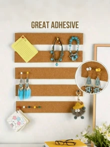 4 Self-Adhesive Cork Slats - Perfect For Notes, Photos And Schedules At Home, Office Or Classroom - Multicolor - View 3