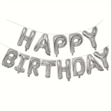 Balões de Aniversário Feliz de 16 polegadas, Faixa de Balões de Aniversário Feliz Prata para Decoração de Festa, Balões de Faixa de Aniversário Auto Inflável com Confete de Balões para Decorações de Aniversário Feliz (Excluindo os Balões)