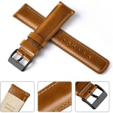 Local Delivery- Christmas Gift Quick Release Leather Watch Bands Genuine Watch Straps For Men Women Top Grain Leather Watch Strap, White Elephant Gifts, Stocking Stuffers For Men, Father's Day Gifts - Toffee Brown & Black - 查看 3