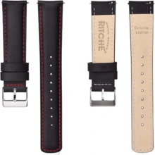 Local Delivery- Christmas Gift Quick Release Leather Watch Bands Genuine Watch Straps For Men Women Top Grain Leather Watch Strap, White Elephant Gifts, Stocking Stuffers For Men, Father's Day Gifts - Black & Red & Black - 查看 3