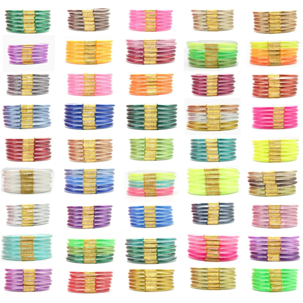 Set de 6 pulseras de tubo de PVC y silicona de colores luminosos