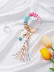 1 件 PU 流苏硅胶 DIY 串珠手链钥匙扣、硅胶腕带钥匙圈饰物、背包挂件、男孩女孩生日礼物汽车配件可爱哥特 Y2k - 彩色 - 查看 4