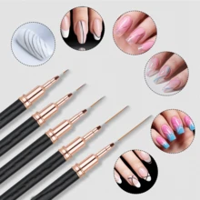 5 件套黑色法式美甲绘画刷套装，包括指甲线刷和 UV 凝胶指甲刷 - 绘画设计刷、美甲条纹刷，用于精细的指甲绘画，适合初学者和专业美甲沙龙 - 彩色 - 查看 2