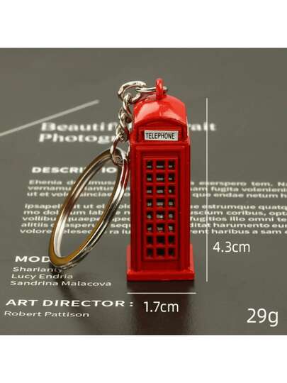 1Pc Vintage London-Style Metal Telephone Booth Mailbox Double Decker Bus Keychain, Best Gift For Friends