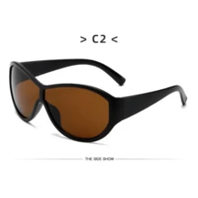 Y2k Oversized Sunglasses Women For Men Luxury Brand Designer Vintage Sunglasses Popular Punk Sport Goggle Outdoor Shades UV400 - 黑色 黑綠 - 查看 3