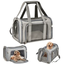 1pc Portable Cat Carrier Bag, Foldable Pet Tote With Breathable Mesh, Suitable For Small Dogs And Cats Cat Carrier Cat Bag - Grey - View 2