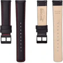 Local Delivery- Christmas Gift Quick Release Leather Watch Bands Genuine Watch Straps For Men Women Top Grain Leather Watch Strap, White Elephant Gifts, Stocking Stuffers For Men, Father's Day Gifts - Black & Orange & Silver - 查看 3