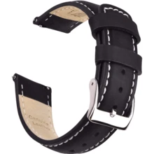 Local Delivery- Christmas Gift Quick Release Leather Watch Bands Genuine Watch Straps For Men Women Top Grain Leather Watch Strap, White Elephant Gifts, Stocking Stuffers For Men, Father's Day Gifts - Black & White & Silver - 查看 1