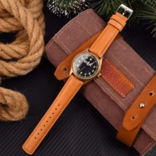 Local Delivery- Christmas Gift Quick Release Leather Watch Bands Genuine Watch Straps For Men Women Top Grain Leather Watch Strap, White Elephant Gifts, Stocking Stuffers For Men, Father's Day Gifts - Light Orange & Silver - 查看 5