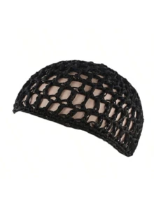 1pc Women Fashion Hollow Out Crochet Hair Bonnet Silk Bonnet Satin Bonnet