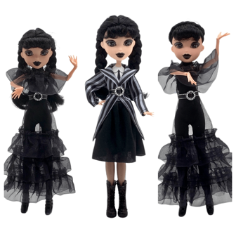 11.8英寸10英寸哥特式设计风格玩具黑色娃娃玩具，家庭互动玩具，漂亮的晚礼服公主娃娃，黑色连衣裙，黑色高跟鞋，经典黑色辫子，收藏家和派对装饰的理想选择