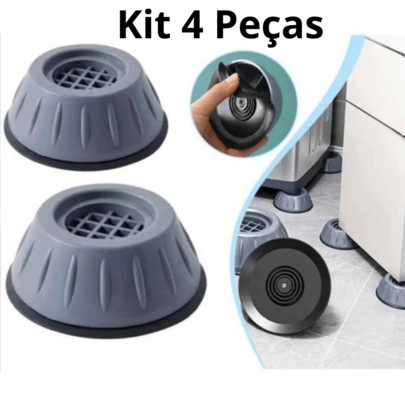 Kit  4 Suporte Pé Nivelador Máquina de Lavar Geladeira Fogão Anti-Ruído