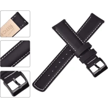 Local Delivery- Christmas Gift Quick Release Leather Watch Bands Genuine Watch Straps For Men Women Top Grain Leather Watch Strap, White Elephant Gifts, Stocking Stuffers For Men, Father's Day Gifts - Black & Red & Silver - 查看 5