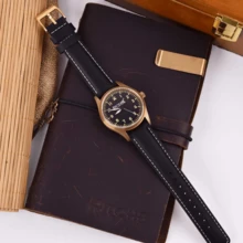 Local Delivery- Christmas Gift Quick Release Leather Watch Bands Genuine Watch Straps For Men Women Top Grain Leather Watch Strap, White Elephant Gifts, Stocking Stuffers For Men, Father's Day Gifts - Black & Silver - 查看 3
