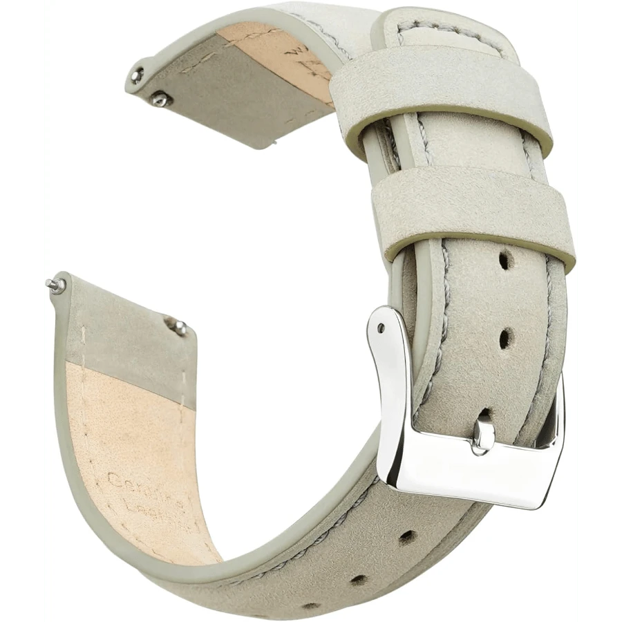 Local Delivery- Christmas Gift Quick Release Leather Watch Bands Genuine Watch Straps For Men Women Top Grain Leather Watch Strap, White Elephant Gifts, Stocking Stuffers For Men, Father's Day Gifts - 灰色和銀色 - 查看 1