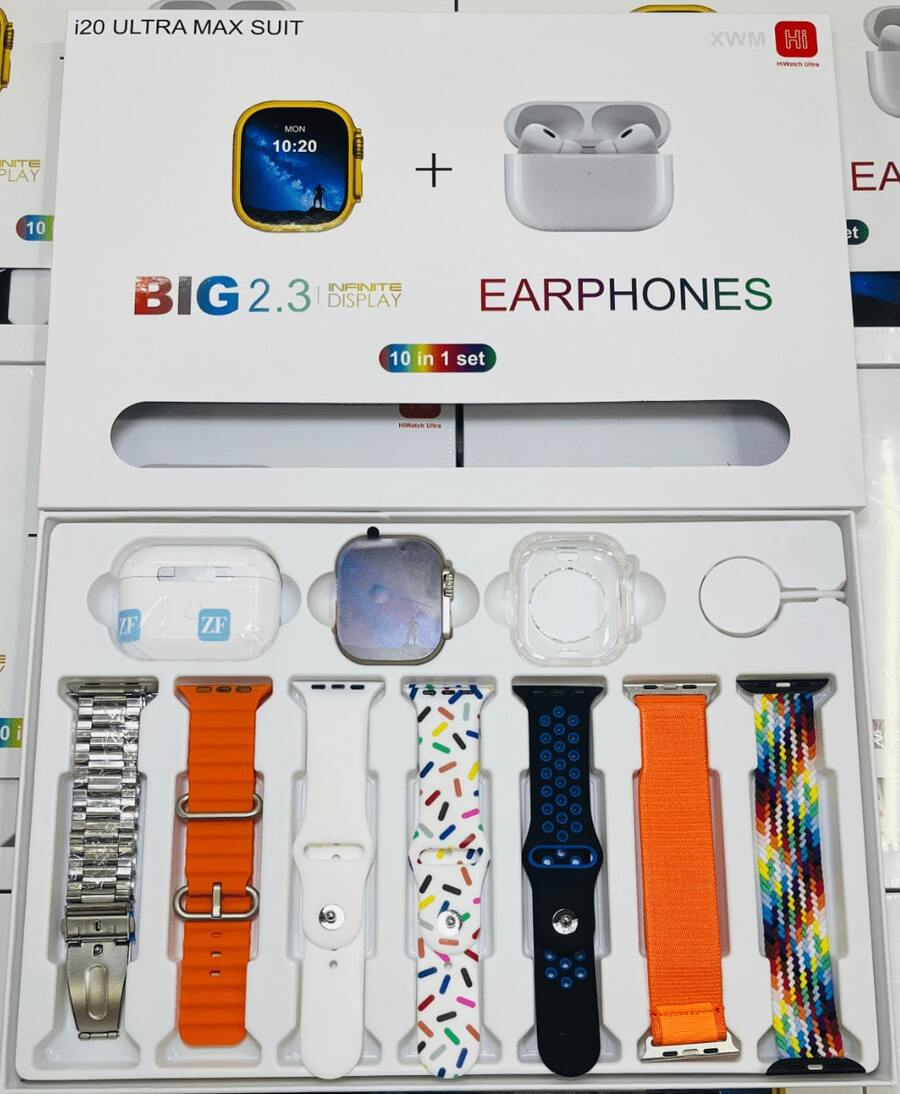 10-In-1 S9Ultra Smart Watch Set Includes Bluetooth Earphones And 7 Colorful Interchangeable Straps. Tracks Steps, Heart Rate, Sleep, Calories & More. Stylish And Waterproof, Perfect For Fitness, Daily Wear, Or Gifting. Compatible With IOS & Android Devices. - trắng - Xem 1