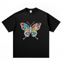 MX | edición limitada | Camiseta de manga corta holgada con estampado de moda para mujer| Diseño exquisito | Esencial para el verano | Fácil de combinar, muestra tu estilo |mex - Negro - Ver 1