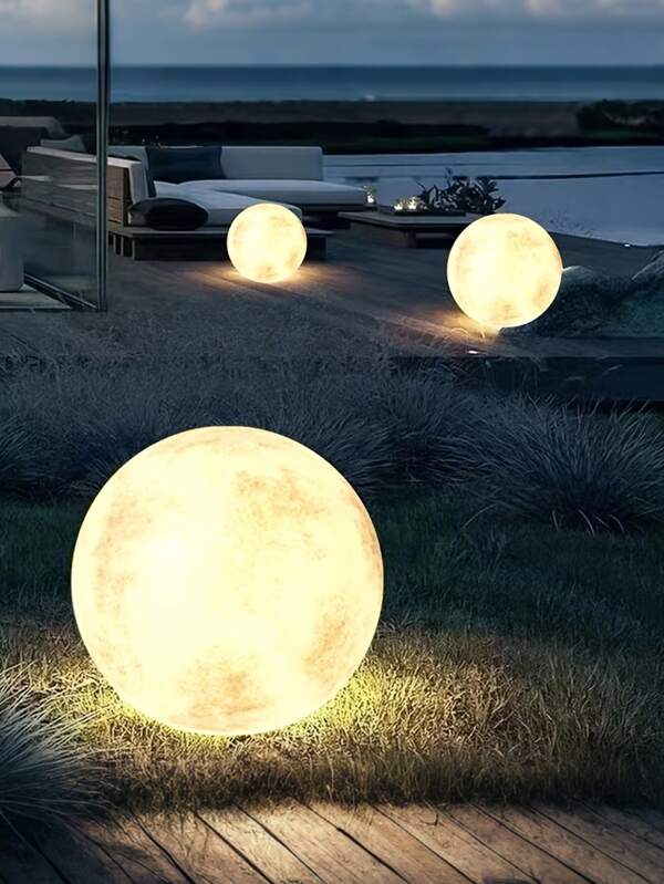 1PC Solar Moon Ground Light, LED Light Source, PVC Material, Outdoor Waterproof, Multiple Sizes (20/25/30/35cm) Available, Solar Charging, RGB16 Colors, With Ground Stake And Remote Control, Courtyard Lawn Garden Decoration, Creates Romantic Atmosphere, Patio Balcony Landscaping, Good For Night Scene Arrangement.