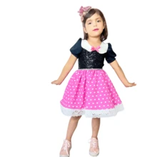 vestido de lunares rosa con negro - Rosa - Ver 3