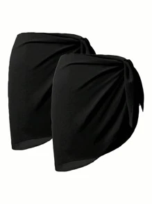 1/2 Piezas Pareo playa mujer envolvente de traje de baño de bikini transparente para cubrir el bañador