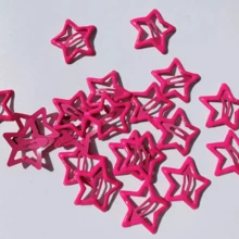 10 件迷你金属星形按扣发夹，女士/女孩发饰，适合日常使用 - 玫紅色 - 查看 5