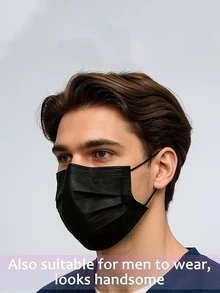 [10/50/100.200 Pieces Per Pack]Black And Pink Disposable Masks, Three-Layer Adult Masks, Elastic Ear-Loop Masks, Suitable For Home, Office, School, Outdoor And Other Occasions. One-Time Ear-Loop Design, Suitable For Home, Travel, Office, School, Work And Outdoor Use.