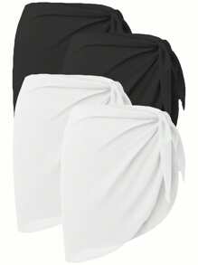 1/2 Piezas Pareo playa mujer envolvente de traje de baño de bikini transparente para cubrir el bañador