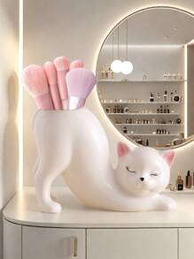 创意桌面可爱化妆刷收纳架花盆花瓶艺术化妆刷浴室收纳架客厅卧室现代家居装饰中心摆件母亲节礼物毕业礼物结婚摆件 - 彩色 - 查看 5