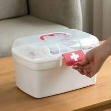 1pc Storage Box, Household & Dormitory Portable Large Capacity Container For Medicine And Supplies, Small First Aid Kit For Home Use