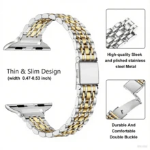 Slim Slanted 7 Beads Stainless Steel Watch Band