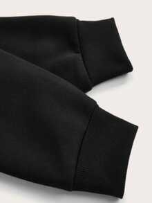 SUDADERA AFELPADA CUELLO REDONDO CON DISEÑO DE MARIPOSAS AZULES IDEAL PARA EL FRÍO - Negro - Ver 3