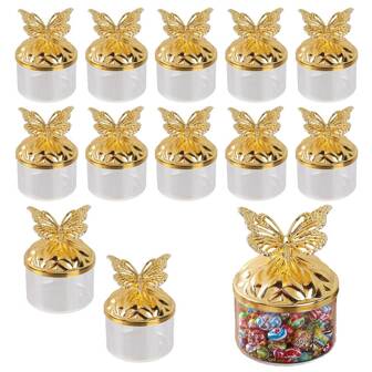 24pcs Candy Box, Golden Butterfly Pattern Window-Style Packaging Box, Suitable For Weddings, Christmas, Halloween, Back-To-School Season, Party Candies, Dessert Display Boxes