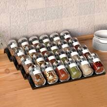 1pc Black Spice Drawer Storage Box, 4pcs Acrylic Drawer Spice Organizer Rack Tray, Suitable For Drawers/Countertops