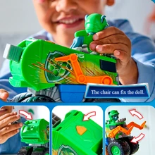 Spin Master Rescue Fleet Series - Rocky Transformable Monster Truck Green Recycling-Themed With Interchangeable Tool Attachments, Design For Creative Play (PVC Material, 3+ Years, Non-Slip Traction, Play Set)