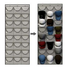 Hat Storage Holder Organizer 24 Clear Pockets Protect Hat Rack Door Hanging Holder Hanger Storage Rack For Baseball Caps Bedroom.