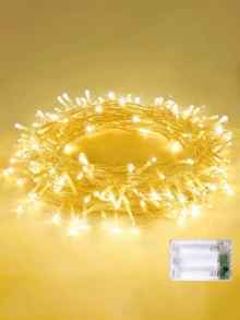 Warm White Fairy Lights Battery-Powered String Lights, 393.7 Inches 100 Shiny LED Light Strips, Indoor Warm Atmosphere Outdoor Flickering Starlight String Lights, Suitable For Home Bedroom Wedding Party DIY, Christmas Decorations, Festival Courtyard Decorations, Warm White Ambience - Trắng vàng - Xem 1