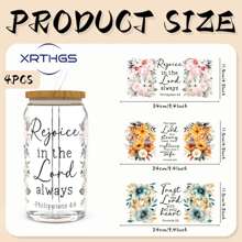XRTHGS XRTHGS 4PCS/SET UV DTF Cup Wraps Bible Verse Style Self-Adhesive Sticker For Coffee Cups, Water Bottles, Home Decor, Laptops And Refrigerator DIY Crafts(Glass Not Included), School Supplies,Back To School