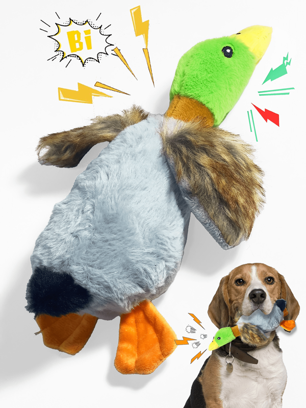 1pc Plush Mallard Duck Shaped Chew Squeaky Toy, Teething Toy For Dogs, Interactive Companion Toy For Cats, Pet Use Only