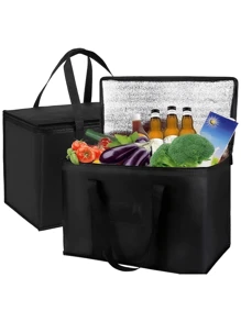 Insulated Bags And Cooler Bag For Food Delivery, Collapsible Cooler, Reusable Shopping Bags For Groceries With Zipper, Foldable, Heavy-Duty, Stands Upright