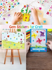 971pcs Crafts Gem Stickers Rhinestones For Crafts, DIY Decoration, Acrylic Bling Self Adhesive Rhinestone Jewel Stickers, Cute Star Heart Round Small Stickers For Women Adults, For Face Eye Body Makeup, Wrapping,Birthdays,Holidays,Back To School,School & Office Supplies - Multicolor - View 4