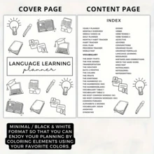 1pc 47-Page Language Learning Planner For Adults - Vocabulary & Grammar Organizer With Weekly/Monthly Logs, Syntax Checklist, Mind Maps, Writing Prompts & Color-Coded Tabs,Comprehensive Language Notebook For Effective Study Habits & Progress Tracking - Multicolor - View 2