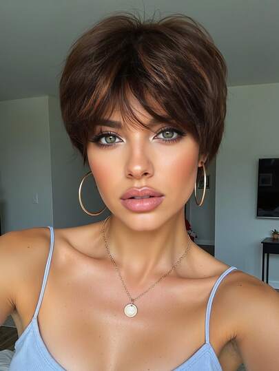 10 Inch Short Straight Wig, Synthetic Fiber, Heat Resistant, Suitable For Women, Fresh & Natural, Versatile For Daily Wear