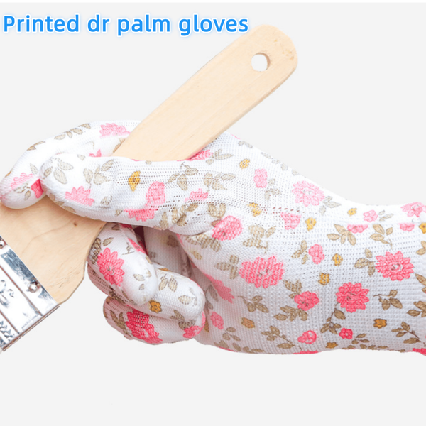 1 par de guantes industriales de trabajo con palma recubierta de PU y diseño floral rosa, paquete de 6 unidades, flexibles para agricultura, ensamblaje electrónico, logística, adecuados para obras de construcción, operaciones de maquinaria, jardinería, manejo de mensajería y talla grande