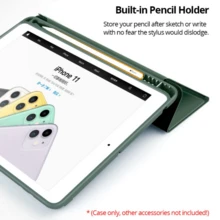 Silicone Case With Pen Slot Compatible For IPad Air 4 5 6 A16 13 Pro 10.2 10.5 10.9 Inch 7 8 9 11 M2 M3 M4 10th Generation - Màu xanh lá cây đậm - Xem 4