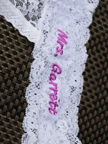 1 Pc Custom Bridal Lace Thong.Personalized Underwear With New Last Name & Wedding Date, Something Blue Bride Gift, Durable, Colorful, Cute, Adorable, Funny, Kawaii, Y2K, Stylish, Unisex, Casual, Custom, Personalized, Unique, Customized, Ideal Gifts For Her, Her, Boyfriend, Girlfriend, Family, Friends, Durable, Colorful, Cute, Adorable, Funny, Kawaii, Y2K, Stylish, Unisex, Casual, Custom, Personalized, Unique, Customized, Ideal Gifts For Her, Her, Boyfriend, Girlfriend, Family, Friends, Delicate Romance, Fall Decor - Multicolor - View 5